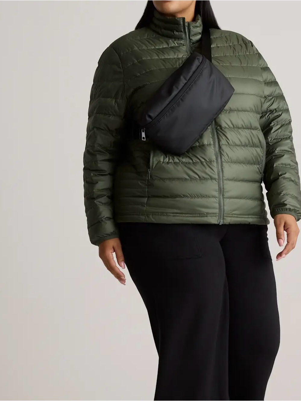 Quince Womens Lightweight Goose Down Packable Puffer Jacket Olive Green Loden XL - Picture 2 of 9